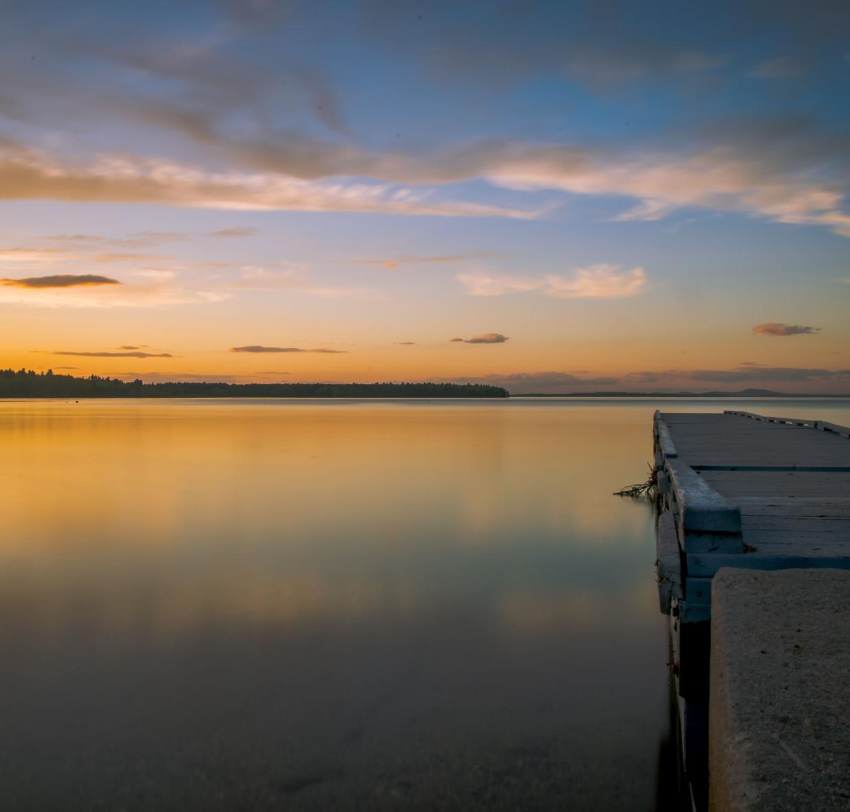 Sunset over the water